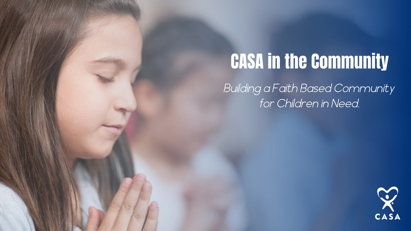 CASA in the Community. Building a Faith Based Community for Children in Need. Praying Girl. Close up. 